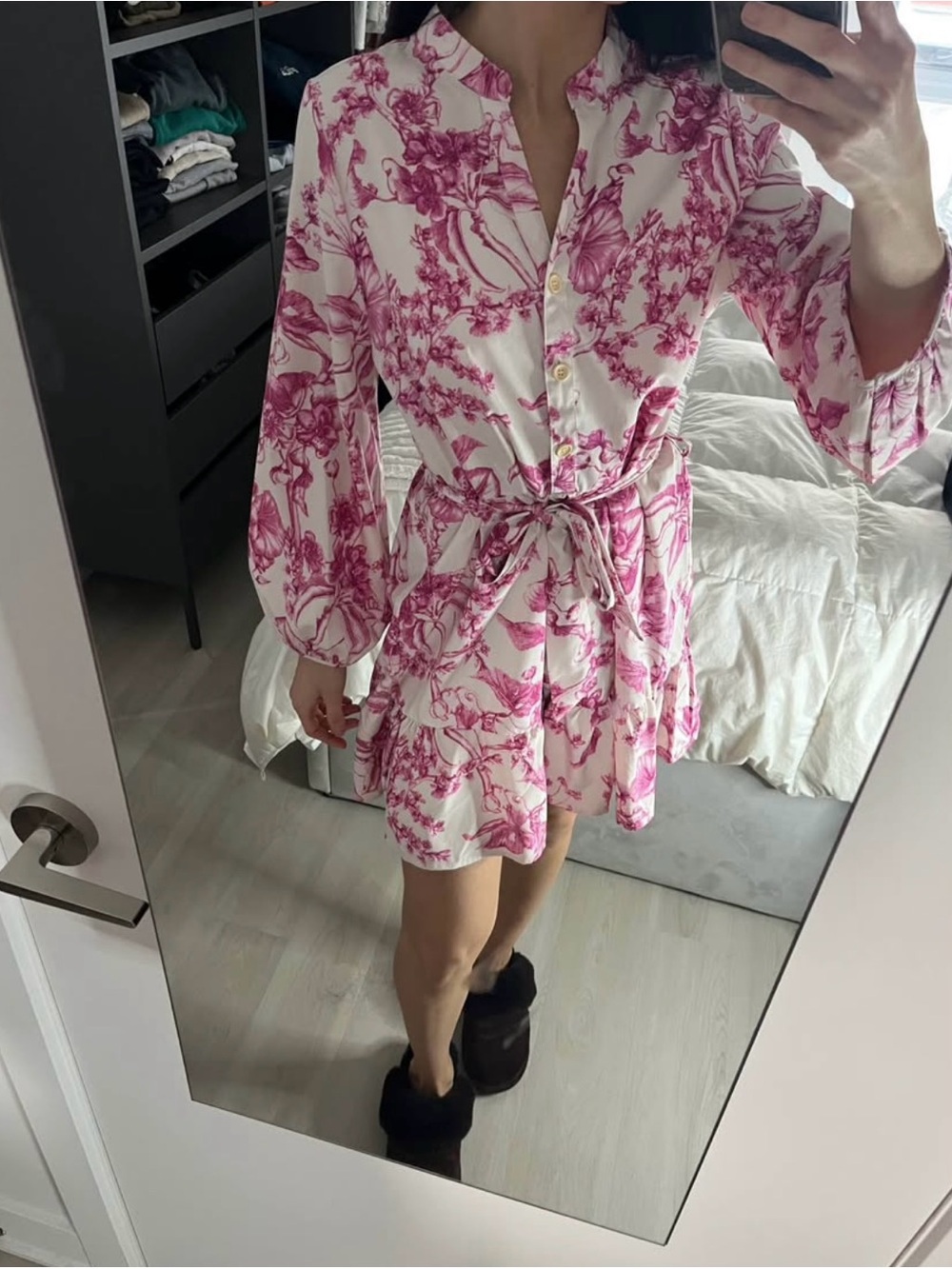 Pink Floral Print Dress